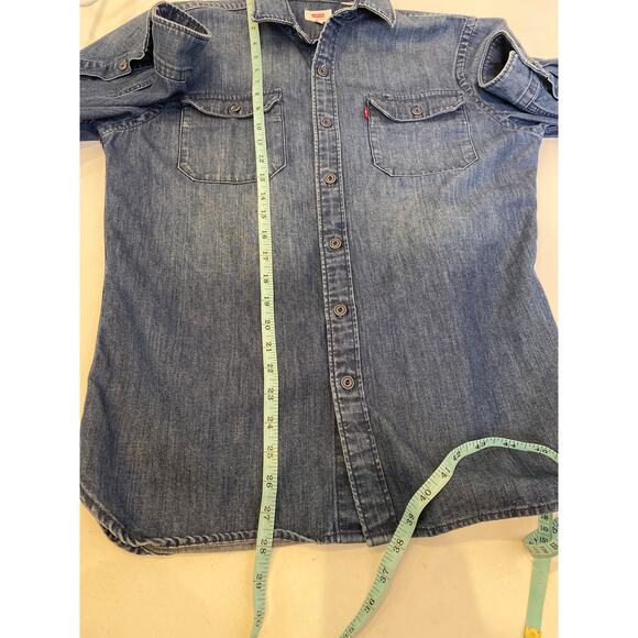 Levi’s Casual Blue Button Down Denim Long Sleeve Women’s Shirt EUC Sz M Cotton - Picture 11 of 12